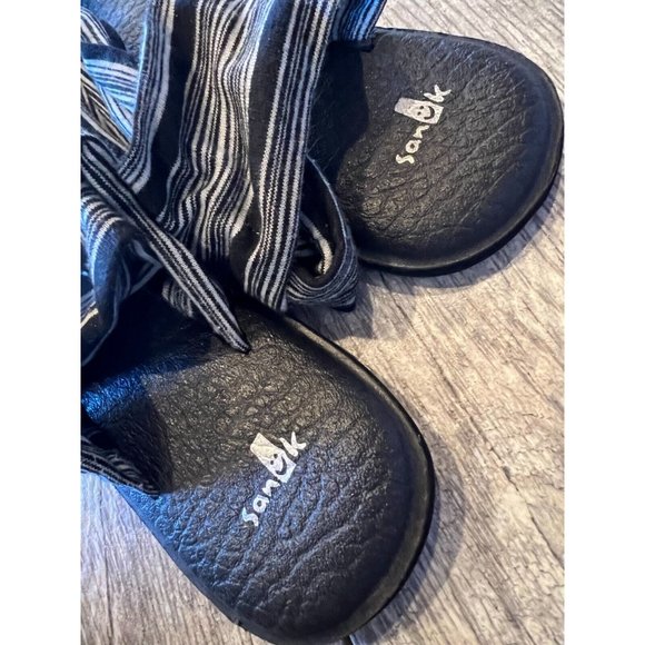 Sanuk Yoga Sling 2 size 9 Slip on Sandals Shoes Black White Flip Flop Thongs - Picture 6 of 6